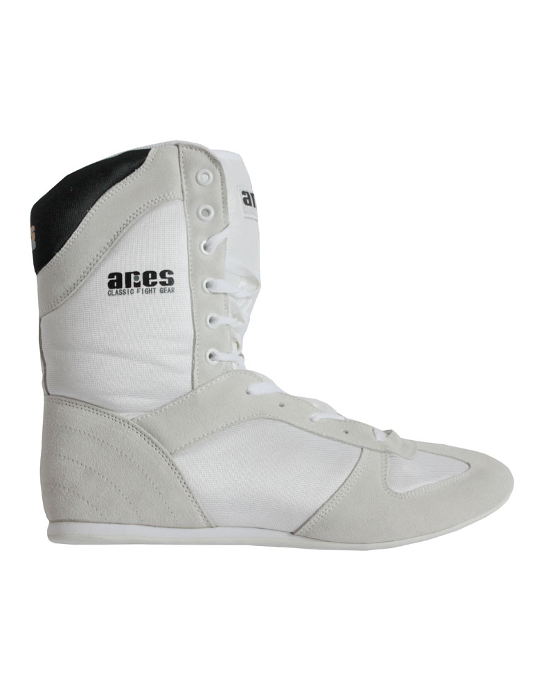 White Boxing Shoes High Top Aries Fight Gear